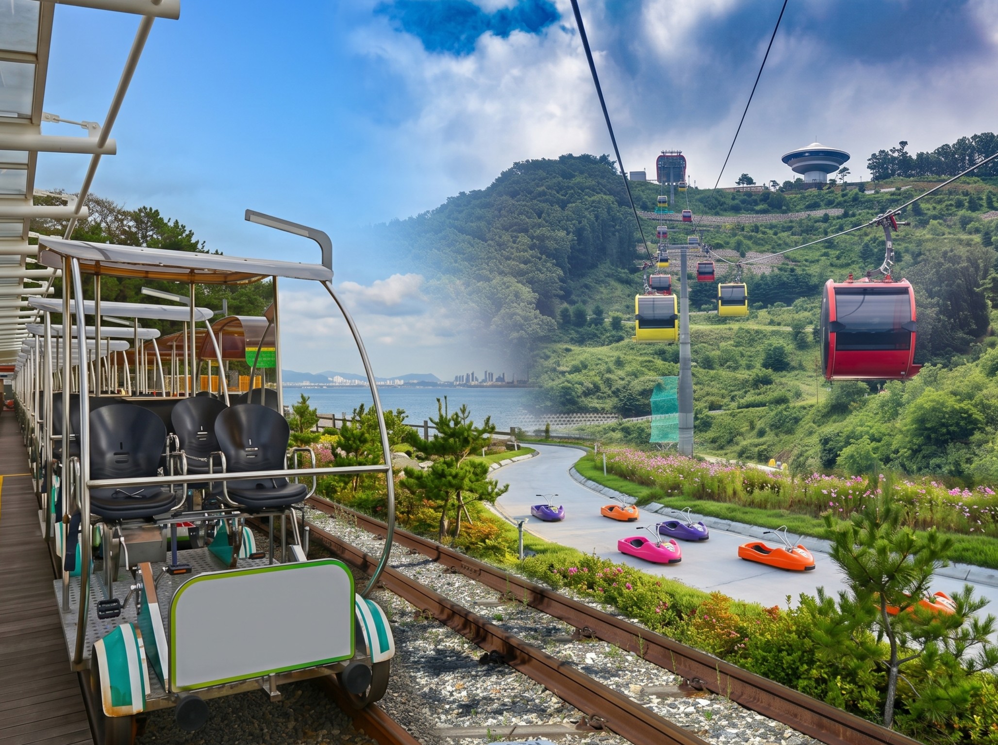(團號 : HZ-01) (一人成團) 夏日限定·人氣爆燈Luge+海邊軌道自行車+韓服體驗 一天團